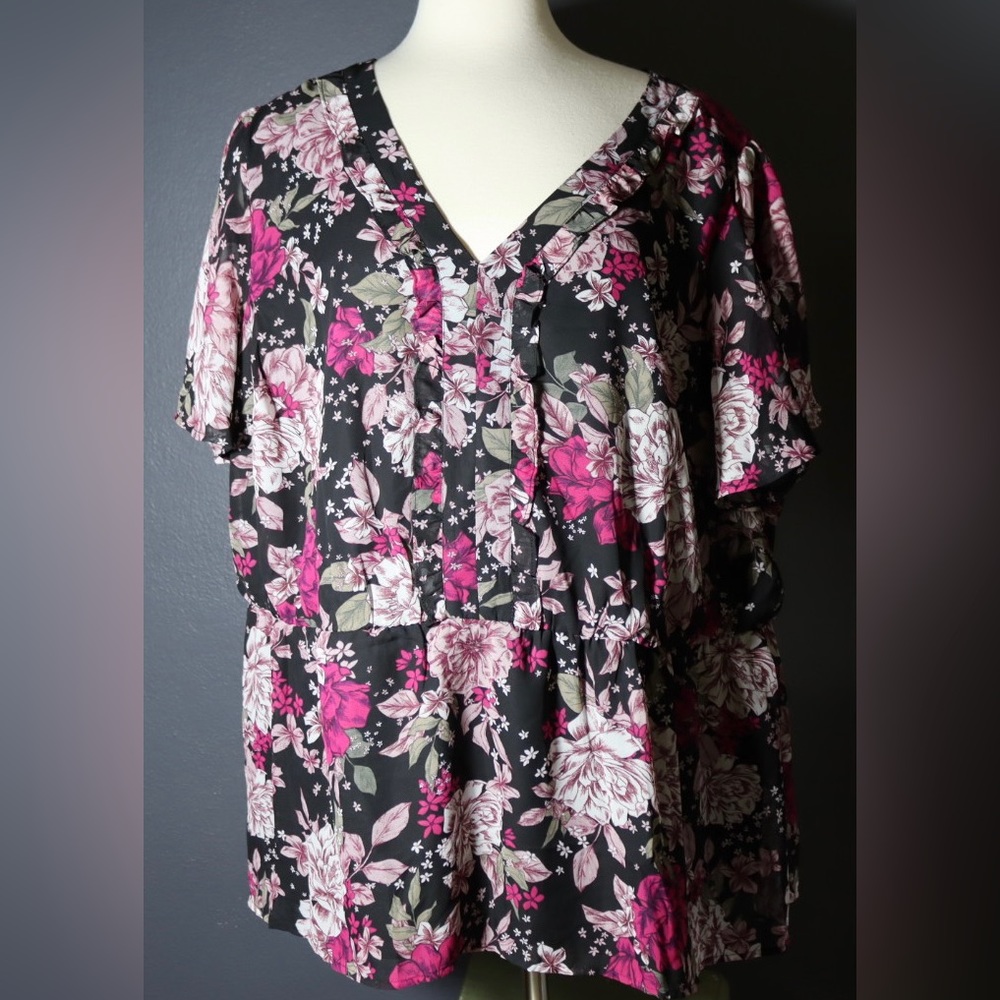 Lane Bryant black and floral top, size 24